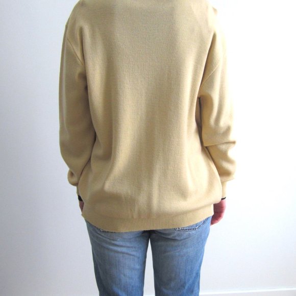 1960s-197 Cream-yellow Button up sweater, cardigan - Picture 3 of 4